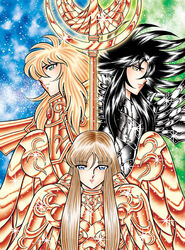  armor athena god gods greek greek_god greek_mythology hades hades_(saint_seiya) illustration julian_solo kido_saori kidou_saori kurumada_masami mythology poseidon poseidon_(saint_seiya) saint_seiya 