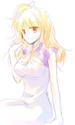  bad_id bad_pixiv_id blonde_hair breasts female gintama kijima_matako large_breasts long_hair motomiya_mitsuki open_mouth red_eyes simple_background smile solo white_background 