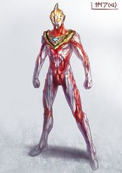  1boy alien armor bodysuit character_profile color_timer full_body glowing glowing_eyes highres kuroda_asaki male_focus no_humans reference_sheet solo tokusatsu ultra_series ultraman_gaia ultraman_gaia_(series) 