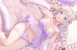  animal_ears bra catgirl garter open_shirt original panties see_through shiratama_akane tail underwear 