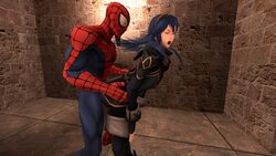  3d blue_hair cowman crossover eastern_and_western_character female fire_emblem fire_emblem_awakening garry&#039;s_mod human lucina_(fire_emblem) male marvel peter_parker spider-man spider-man_(series) straight straight_hair 