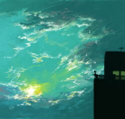  bad_drawr_id bad_id balcony beamed_eighth_notes cloud eighth_note female house lonely lowres madotsuki musical_note ngnl oekaki outdoors quarter_note scenery silhouette sitting sky solo spoken_musical_note sun sunrise yume_nikki 