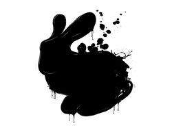 ambiguous_gender black_and_white ink ink_blot inkbunny lagomorph leporid mammal mascot monochrome rabbit simple_background solo unknown_artist white_background