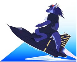 2007 5:4 aircraft airplane anthro chibi despina dragon equus female flower jet mythological_creature mythological_scalie mythology outside plant scalie solo surfer surfing tail vehicle water