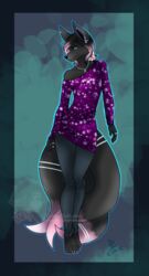  accessory anthro canid canine clothing ear_piercing femboy fox furgonomics hi_res jewelry keisha_makainn male mammal piercing ring solo sweater_dress tail tail_accessory tail_jewelry tail_ring xenophon_(timeblader) 