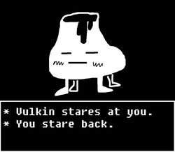  ambiguous_gender blush english_text monochrome monster solo text undertale undertale_(series) unknown_artist vulkin 