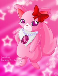  bokeh bow_(feature) bow_accessory domestic_cat ear_bow felid feline felis female garnet_(jewelpet) jewelpet looking_at_viewer mammal mrsorange pattern_background persian_cat pink_background pink_eyes sanrio sega sega_fave semi-anthro simple_background smile solo star star-shaped_background star_bokeh text translated y2k_(graphic_design) 