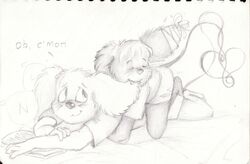  absurd_res anthro cuddling duo english_text entwined_tails fur graphite_(artwork) greyscale hi_res love male male/male mammal monochrome mouse mousie murid murine noxor paws pencil_(artwork) relationship rodent tail tail_coil text traditional_media_(artwork) twymouse 