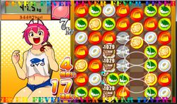  breasts copyright_request cupcake donut doughnut eating fake_screenshot female food huge_breasts pink_hair pudding scale squarewave 