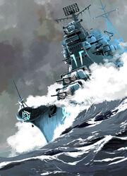  aoki_hagane_no_arpeggio check_commentary cloud cloudy_sky commentary commentary_request cruiser dutch_angle female gun highres imperial_japanese_navy matsuda_juukou military military_vehicle ocean original ship sky splashing takao_(aoki_hagane_no_arpeggio) takao_(cruiser) warship water watercraft waves weapon 