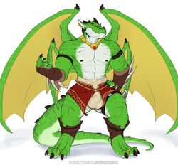  bulge clothed dragon full-length_portrait full_length lizard male male_only portrait scalie solo spelunker_sal standing tail wings 