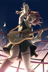  deardrops dress female fujimaru_(bluebrand) game_cg guitar highres instrument jungle_gym night ooba_yayoi short_hair solo 