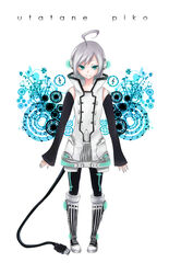  &atilde;&fnof;&rdquo;&atilde;&sbquo;&sup3; &atilde;&pound;&aelig;&rsquo;&acirc;&euro;&atilde;&pound;&acirc;&euro;&scaron;&acirc;&sup3; blue_eyes full_body gray_hair grey_hair headphones highres male male_focus solo usb utatane_piko vocaloid white_background 