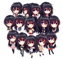  6+boys akuma_no_riddle azuma_tokaku banba_mahiru banba_shin&#039;ya bellezza_felutia black_hair blue_eyes commentary_request cosplay crossdressing crossover felutiahime glasses hanabusa_sumireko hashiri_nio highres ichinose_haru inukai_isuke jacket kaminaga_kouko kenmochi_shiena long_hair multiple_boys multiple_views namatame_chitaru one-person_show original otoko_no_ko parody red_eyes sagae_haruki school_uniform self-upload shirt shutou_suzu skirt smile takechi_otoya 