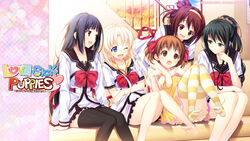  himesato_isami hoshina_yuki karakouji_orie lovesick_puppies sankuro seifuku shibasaki_maruna thighhighs wallpaper 