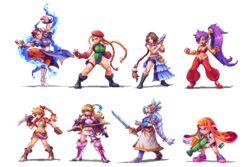  6+girls :d abysswolf antenna_hair armor armored_dress bike_shorts blonde_hair blue_armor blue_eyes blue_hair boots bracelet braid breasts brown_hair brown_legwear bun_cover cammy_white china_dress chinese_clothes chrono_cross chun-li clenched_hand commentary_request crop_top crossover dark_skin double_bun dress earrings fighting_stance final_fantasy final_fantasy_x final_fantasy_x-2 fingerless_gloves from_side full_body garrison_cap gauntlets gloves green_leotard grey_hair gun gunner_(final_fantasy) hair_bun harem_pants hat helmet high_ponytail highleg highleg_leotard holding holding_gun holding_knife holding_sword holding_weapon hoop_earrings ink_tank_(splatoon) inkling inkling_girl inkling_player_character jewelry kid_(chrono_cross) knife large_breasts leg_up lenneth_valkyrie leotard long_hair looking_away midriff milla_maxwell multi-tied_hair multiple_boys multiple_crossover multiple_girls navel necklace open_mouth outstretched_arms pants pantyhose pelvic_curtain pixel_art pointy_ears pointy_footwear ponytail purple_hair scar shantae shantae_(series) shoes short_hair single_braid skirt smile sneakers spiked_bracelet spikes splatoon_(series) splatoon_1 standing standing_on_one_leg street_fighter street_fighter_v sword tales_of_(series) tales_of_xillia tan tentacle_hair tiara transparent_background twin_braids valkyrie_profile_(series) very_long_hair vest weapon yuna_(ff10) 