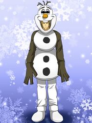  1boy bad_id bad_pixiv_id blonde_hair branch carrot censored cosplay costume frozen_(disney) housen_natsuki identity_censor male_focus olaf_(frozen) olaf_(frozen)_(cosplay) snowman solo steve_fox tekken 