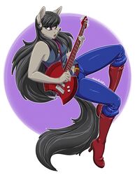  2016 adventure_time anthro anthrofied axe_guitar belt black_hair cartoon_network clothed clothing cosplay earth_pony electric_guitar equid equine female friendship_is_magic fully_clothed guitar hair hasbro hi_res hobbsmeerkat holding_musical_instrument holding_object horse long_hair mammal marceline_abadeer musical_instrument my_little_pony octavia_(mlp) open_mouth playing_guitar playing_music plucked_string_instrument pony purple_eyes solo string_instrument 