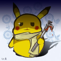  axis_powers_hetalia black_eyes blood creepy evil glare glaring lowres mouse pikachu pipe pokemon psycho russia_(hetalia) scarf serious smirk stalking 