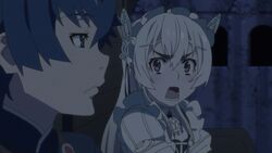  animated animated chaika_trabant d: d:&lt; dress driving eyebrows hair_ribbon hitsugi_no_chaika long_hair lowres open_mouth purple_eyes ribbon shocked surprised talking tooru_acura toru_acura white_dress white_hair 