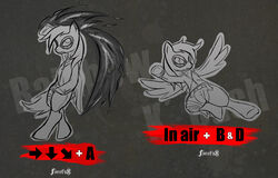 directional_arrow emulation equid equine feathered_wings feathers female fight freefox friendship_is_magic grey_background greyscale hair hasbro hi_res horse long_hair mammal monochrome multiple_poses my_little_pony mythological_creature mythological_equine mythology pegasus pose rainbow_dash_(mlp) red_cross simple_background snk solo wings