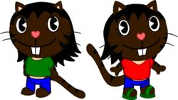 alpha_channel ambiguous_gender anthro brother_(lore) clothing duo felid footwear happy_tree_friends mammal orth1994 pantherine patrickgainher regina_kukklitaat_santkitankni sandals saskatoon_ikunuvik_santkitankni sibling_(lore) simple_background sister_(lore) smile tail tiger transparent_background