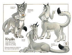 2009 anthro digitigrade dipstick_tail english_text felid felid_taur feline feline_taur female kacey kryslin lynx lynx_taur mammal mammal_taur markings model_sheet nude pose quadruped side_view solo tail tail_markings taur text