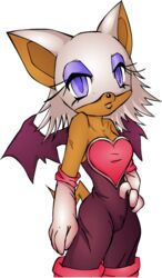 alpha_channel anthro armwear bat blue_eyes breasts buttercup_saiyan cleavage clothed clothing elbow_gloves female gloves hair handwear mammal membrane_(anatomy) membranous_wings rouge_the_bat sega simple_background solo sonic_the_hedgehog_(series) transparent_background white_hair wings