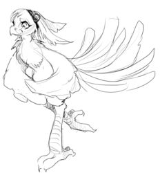 ambiguous_gender anthro avian beak bird black_and_white buttercup_saiyan monochrome parrot simple_background sketch solo white_background