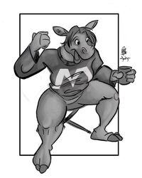 anthro barefoot bottomless bottomless_anthro bottomless_female breasts clothed clothing contessaskunk deer donryu feet female greyscale hooves mammal monochrome moose new_world_deer open_mouth solo tallulah_elkins university_of_michigan