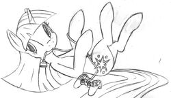 black_and_white controller cord cord_in_mouth crossover cutie_mark dualshock dualshock_2 equid equine female feral friendship_is_magic fur game_controller hair hasbro horn joystick legs_in_air line_art lying mammal monochrome mouth_hold my_little_pony mythological_creature mythological_equine mythology object_in_mouth on_back playstation playstation_2 playstation_controller quadruped simple_background smile solo sony_corporation sony_interactive_entertainment tail tg-0 traditional_media_(artwork) twilight_sparkle_(mlp) unicorn white_background wired_controller