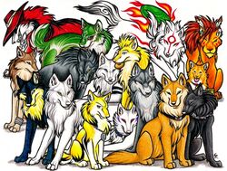 alternate_species alucard_(hellsing) amaterasu_(okami) ambiguous_gender black_body black_fur blue_eyes brown_body brown_fur canid canid_demon canine canis capcom clothing clover_studio collar cowboy_bebop crossover deity demon digitigrade domestic_dog edward_elric ein_(cowboy_bebop) felid feral final_fantasy final_fantasy_vii fullmetal_alchemist fur furrification ginger group hat headgear headwear hellhound hellsing herding_dog hige_(wolf&#039;s_rain) inuyasha kiba_(wolf&#039;s_rain) lion lord_darcia_iii mammal mythological_canine mythological_creature mythology nintendo okami_(capcom) pantherine pastoral_dog quadruped red_xiii simple_background spike_spiegel square_enix tail the_legend_of_zelda toboe_(wolf&#039;s_rain) trigun tsume_(wolf&#039;s_rain) twilight_princess vash_the_stampede welsh_corgi white_background white_body white_fur wildspiritwolf wolf wolf&#039;s_rain wolf_link yellow_body yellow_fur