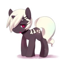 black_body black_skin bone cream_skull cutie_mark equid equine fan_character feral hair hasbro horn male mammal my_little_pony mythological_creature mythological_equine mythology nedoiko quadruped skull solo tail unicorn white_hair