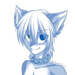 1:1 anthro blue_eyes blue_theme bust_portrait canid canine canis cool_colors green_eyes heterochromia low_res male mammal portrait sketch solo theonewhocares wolf wolfy_(chaoticicewolf)