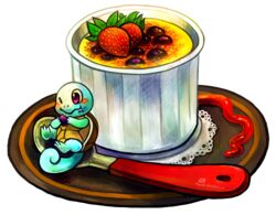 alpha_channel ambiguous_gender anthro blue_body blue_skin creme_brulee cutlery digital_media_(artwork) food fruit generation_1_pokemon grape haychel kitchen_utensils nintendo plant pokemon pokemon_(species) purple_eyes reptile scalie semi-anthro shell simple_background solo spoon squirtle strawberry tail tools transparent_background turtle_shell