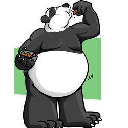 1:1 anthro bear eating giant_panda male mammal nude obese obese_anthro obese_male overweight overweight_anthro overweight_male solo zho