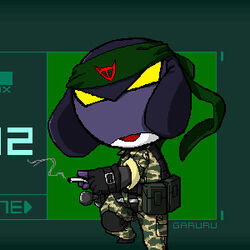  bandana big_boss commentary_request garuru gun keroro_gunsou lowres metal_gear_(series) metal_gear_solid metal_gear_solid_3:_snake_eater military military_uniform no_humans nyublackneko ootsuka_akio photoshop_(medium) rifle uniform voice_actor_connection weapon 