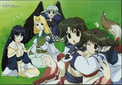  5girls aruruu aruruw crease eruruu eruruw highres kamyu multiple_girls tail urutori utawareru_mono utawarerumono yuzuha yuzuha_(utawareru_mono) 