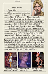  3d biography blonde_hair blonde_hair brown_hair brown_hair bunnysuit game glasses jennifer jennifer_willis looking_at_viewer looking_back playboy ponytail solo splatterhouse text 