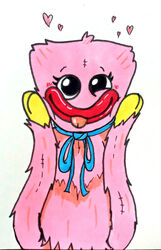  absurd_res animate_inanimate blush bow_ribbon chest_tuft eyelashes female fur furred_monster glury_the_unown heart_symbol hi_res humanoid kissy_missy lips living_plushie looking_at_viewer mob_entertainment monster neck_bow neckwear pink_body pink_fur plushie poppy_playtime red_lips ribbons seam_(sewing) simple_background solo thick_lips tongue tongue_out tuft white_background 