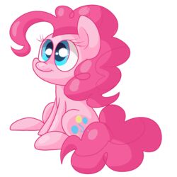 1:1 alpha_channel blue_eyes cutie_mark earth_pony equid equine female feral friendship_is_magic fur hair hasbro hi_res horse long_hair looking_back mammal my_little_pony pink_body pink_fur pink_hair pinkie_pie_(mlp) pony simple_background sitting smile solo transparent_background zoiby