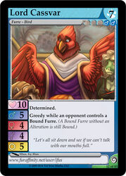 anthro avian bird card card_template digital_media_(artwork) english_text female furoticon group half-length_portrait ifus lizard lord_cassvar_(furoticon) lyscilla_(furoticon) male portrait reptile scalie solo_focus text trading_card trading_card_game trading_card_template url