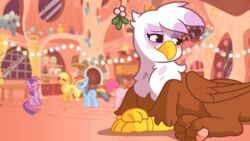 16:9 2013 2d_animation animated applejack_(mlp) avian beak black_eyes blonde_hair blue_body blue_fur blush brown_body brown_fur closed_eyes clothing cowboy_hat cutie_mark detailed_background digital_media_(artwork) dragon duo_focus earth_pony equid equine feathered_wings feathers female feral frame_by_frame friendship_is_magic fur gilda_(mlp) grey_eyes group gryphon hair half-closed_eyes hasbro hat headgear headwear horn horse kissing kissing_bough lying male mammal mistletoe multicolored_hair my_little_pony mythological_avian mythological_creature mythological_equine mythological_scalie mythology narrowed_eyes on_front orange_body orange_fur pawpads pegasus pink_body pink_fur pink_pawpads pinkie_pie_(mlp) plant pony purple_body purple_fur purple_hair rainbow_dash_(mlp) scalie short_playtime spike_(mlp) standing tail tiarawhy toony twilight_sparkle_(mlp) two_tone_hair unicorn white_body white_fur widescreen wings zonkpunch