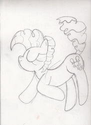 2013 black_and_white closed_eyes cutie_mark earth_pony equid equine female feral friendship_is_magic full-length_portrait graphite_(artwork) hair hasbro hopping horse mammal monochrome my_little_pony pencil_(artwork) pinkie_pie_(mlp) pony portrait side_view simple_background sketch solo toon-n-crossover traditional_media_(artwork) white_background