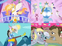 alicorn alternate_universe armor blonde_hair blue_eyes bonbon_(mlp) brown_hair cape character_swap cheerilee_(mlp) chimera closed_eyes clothing cutie_mark derpy_hooves discord_(mlp) doctor_whooves_(mlp) draconequus earth_pony elements_of_harmony equid equine eyewear fangs feathered_wings feathers female friendship_is_magic glasses glowing glowing_eyes grey_body grey_feathers group hair hasbro headgear helmet horn horse lyra_heartstrings_(mlp) male mammal multicolored_hair my_little_pony mythological_creature mythological_equine mythology pegasus pony princess_celestia_(mlp) purple_eyes red_eyes rule_63 silver_spoon_(mlp) teeth trixie_(mlp) two_tone_hair unicorn unknown_artist white_body white_feathers wings yellow_eyes