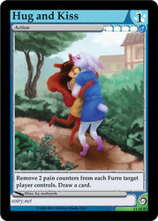 2014 ambiguous_gender anthro bryn_(furoticon) card card_template duo english_text eurasian_red_squirrel female furoticon hug lagomorph leporid mahsroh mammal rabbit rodent sciurid sukouri_(furoticon) text trading_card trading_card_game trading_card_template tree_squirrel