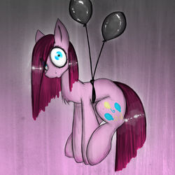 1:1 absurd_res attached_to_balloon balloon balloon_support blue_eyes cutie_mark earth_pony equid equine female feral friendship_is_magic fur hair hair_over_eye hanging_from_balloon hasbro hi_res horse inflatable inflatable_support long_hair looking_at_viewer mammal my_little_pony one_eye_obstructed pink_body pink_fur pink_hair pinkamena_(mlp) pinkie_pie_(mlp) pony simple_background solo xenalollie