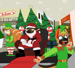  2017 4_fingers alternate_costume anthro bell belt belt_buckle biped black_belt black_boots black_clothing black_eyebrows black_eyelashes black_eyes black_footwear black_mouth black_nose blue_eyes boots bottomwear breasts brown_body brown_ears brown_fur brown_hair brown_tail candy candy_cane canid canine canis chair cheek_tuft chokovit_(artist) christmas christmas_clothing christmas_headwear christmas_lights christmas_ornament christmas_present christmas_tree christmas_tree_topper closed_frown clothed clothed_anthro clothed_female clothed_male clothing coat colored costume countershade_face countershade_fur countershade_hands countershade_neck countershading crossed_arms curled_hair dessert detailed_background digital_drawing_(artwork) digital_media_(artwork) dipstick_ears dog_tail domestic_dog ears_up elf_costume eyebrow_through_ear eyebrow_through_hair eyebrow_through_hat eyebrows eyewear facial_tuft fake_beard female female_anthro fingers food footwear frown fur fur_tuft furniture german_shepherd gift glasses glistening glistening_eyes glistening_nose green_clothing green_eyes green_footwear green_hair_tie green_pupils green_shirt green_shoes green_topwear green_tunic group grumpy hair handwear happy hat headgear headwear herding_dog holidays hyena jay_shepherd jingle_bell legwear male male_anthro mall mall_santa mammal markings melanie_foster mittens multicolored_ears no_pupils open_mouth orange_body orange_fur orange_hair orange_tail pants pastoral_dog pattern_clothing pattern_legwear pawpads pink_nose plant pupils red_belt red_bottomwear red_clothing red_coat red_inner_ear red_pants red_pawpads red_text red_tongue red_topwear rodent santa_costume santa_hat sciurid sharp_teeth shirt shoes sitting squirrel_tail standing star striped_clothing striped_legwear striped_markings striped_tail stripes tail tail_markings tan_body tan_countershading tan_ears tan_fur tan_hair tan_tuft teeth text tongue topwear translucent translucent_hair tree tree_squirrel trio tuft tunic undercover waylon_(chokovit) white_clothing white_handwear white_legwear white_mittens winklepickers yellow_body yellow_countershading yellow_eyewear yellow_glasses yellow_sclera yellow_stripes yellow_tuft 