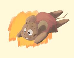  2023 anthro biped brown_body chibi chuuta clothed clothing gamba_no_bouken gamba_no_bouken_(series) hikari_gamba mammal mouse murid murine rodent running simple_background smile solo 