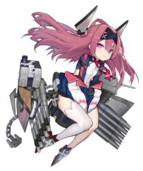  amoeba_yuanchong anchor asymmetrical_legwear azur_lane between_legs black_hairband blunt_bangs bodysuit female full_body hair_between_eyes hairband hand_between_legs headgear jacket long_hair looking_at_viewer multicolored_bodysuit multicolored_clothes multicolored_jacket necktie off_shoulder official_art open_mouth pink_necktie purple_eyes purple_hair rigging rudder_footwear single_thighhigh solo stanly_(azur_lane) thighhighs torpedo_tubes transparent_background uneven_legwear white_thighhighs 